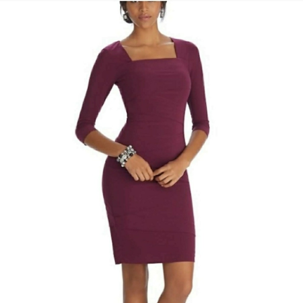 White House Black Market Plum Square-Neck Midi Dress